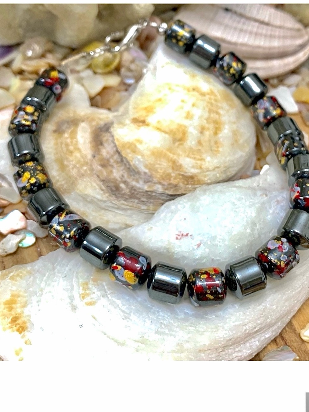 Paint Fleck Titanium Cylinder Bracelet